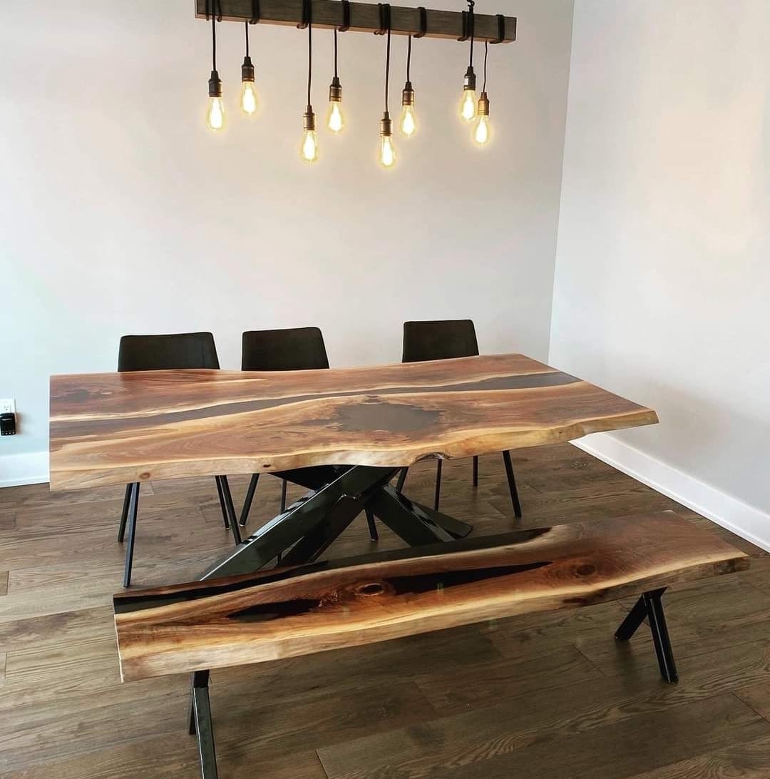 Table à Manger avec Banc en Bois sur Mesure